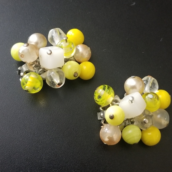 Japan Vintage Neon Cluster Clip Earrings. HOT! - Picture 5 of 16